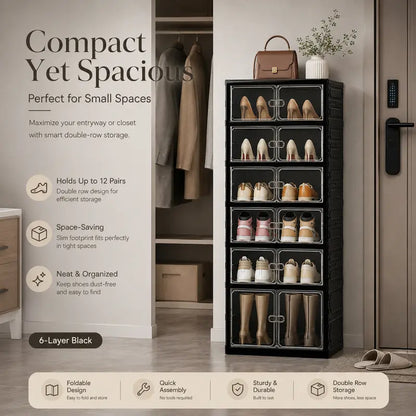 Folding shoe rack, magnetic transparent door shoe cabinet