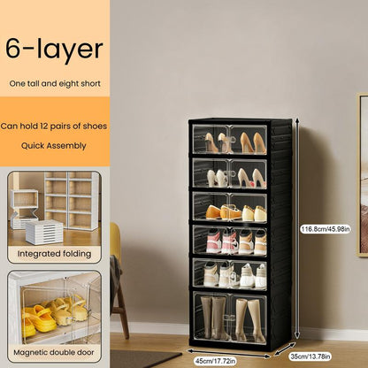 Folding shoe rack, magnetic transparent door shoe cabinet