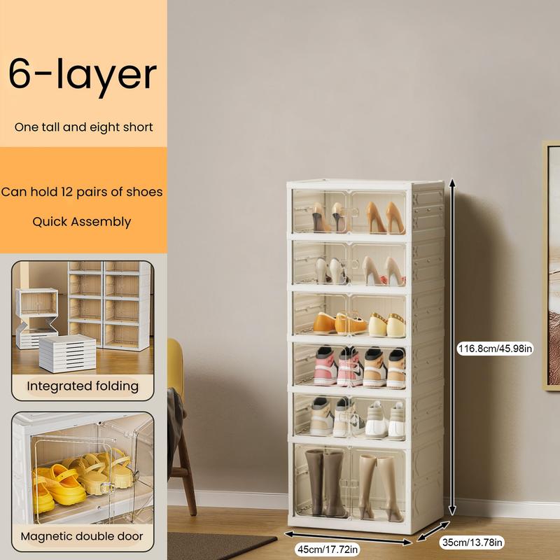Folding shoe rack, magnetic transparent door shoe cabinet