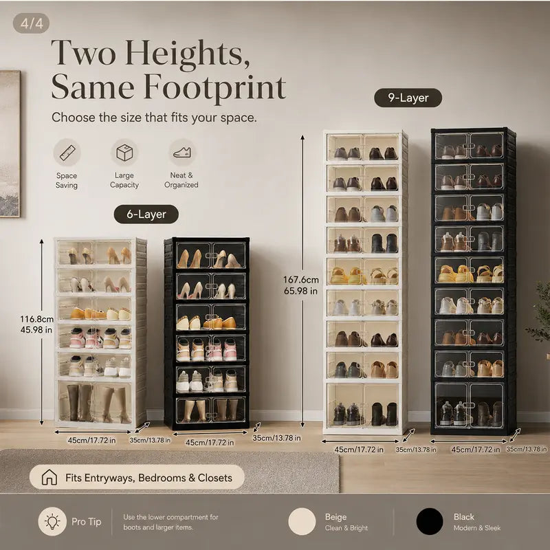 Folding shoe rack, magnetic transparent door shoe cabinet