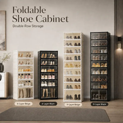 Folding shoe rack, magnetic transparent door shoe cabinet