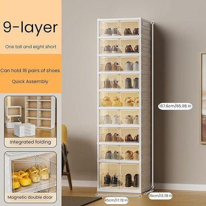 Folding shoe rack, magnetic transparent door shoe cabinet