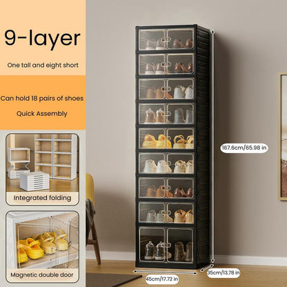 Folding shoe rack, magnetic transparent door shoe cabinet